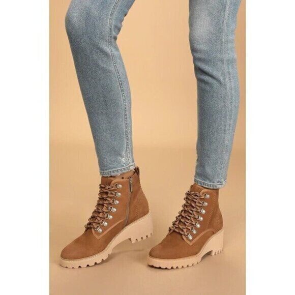 Dolce Vita Huey Hiker Whiskey Nubuck Leather Lace-Up Ankle Boots Size 6 - Picture 1 of 13